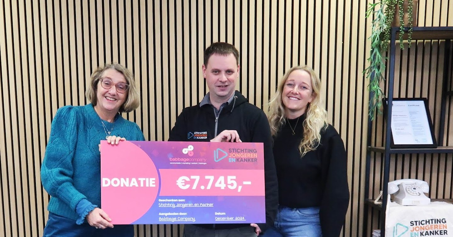Babbage Company steunt Stichting Jongeren en Kanker met een kerstdonatie van €7.745,-